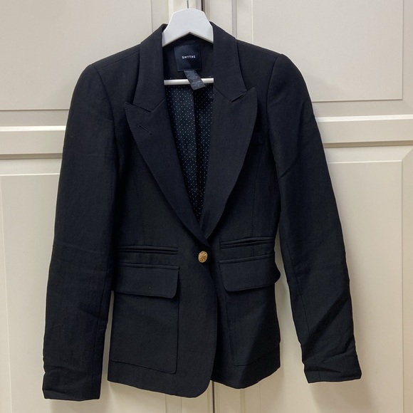 Classic black SMYTHE Tuxedo Peaked Lapel Blazer - Picture 8 of 9